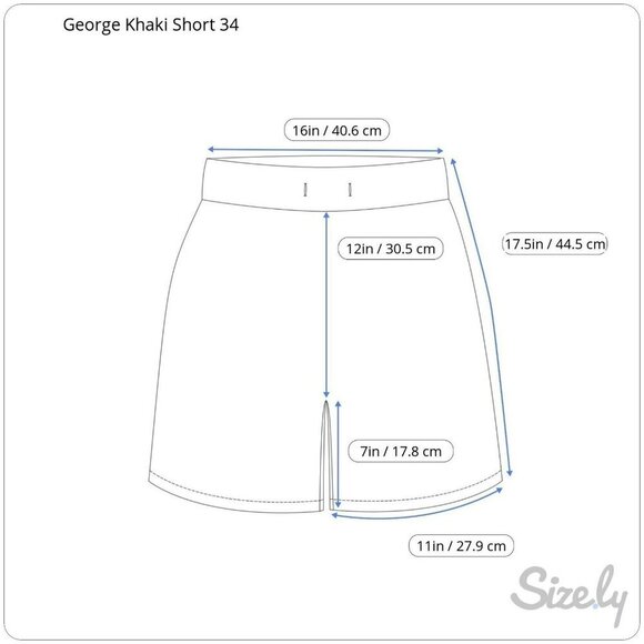 George Mens Size 34 Beige Khaki Flat Front Pockets Cotton Casual Chino Shorts - Picture 2 of 7